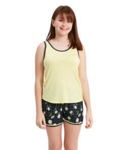 Pijama Inf/Juv Feminino Amarelo Estampa de Margaridas - Recco - 14105