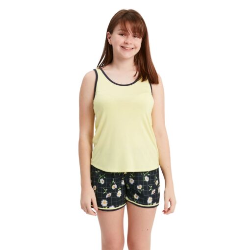 Pijama Inf/Juv Feminino Amarelo Estampa de Margaridas - Recco - 14105