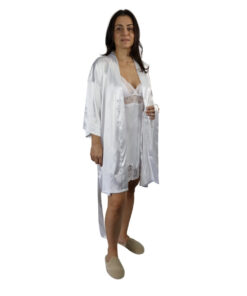 14329 - Robe Tradicional de Charmeuse Branco Recco