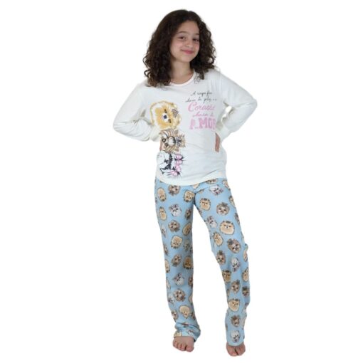 Pijama Feminino Infantil Cachorros Longo - Lua Encantada