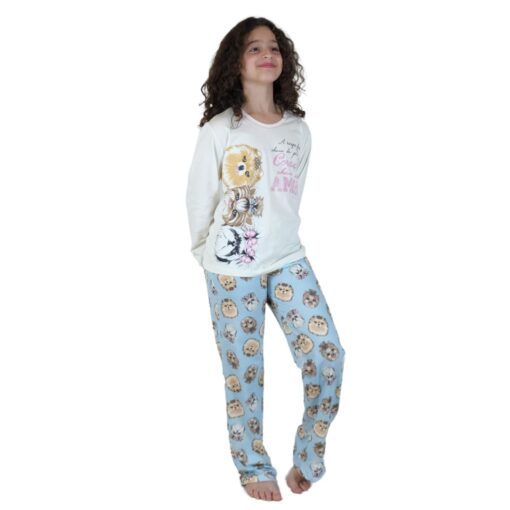 Pijama Feminino Infantil Cachorros Longo - Lua Encantada