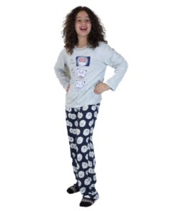 Pijama Feminino Infantil Gatos Longo - Lua Encantada