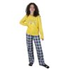 Pijama Feminino Infantil Xadrez Amarelo Longo - Lua Encantada