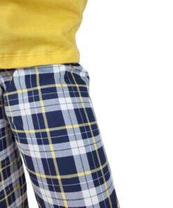 Pijama Feminino Infantil Xadrez Amarelo Longo - Lua Encantada