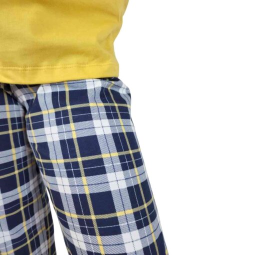 Pijama Feminino Infantil Xadrez Amarelo Longo - Lua Encantada