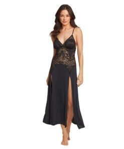 Camisola Preta Midi de Renda Sensual Preta - Recco - 15459