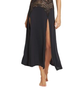 Camisola Preta Midi de Renda Sensual Preta - Recco - 15459